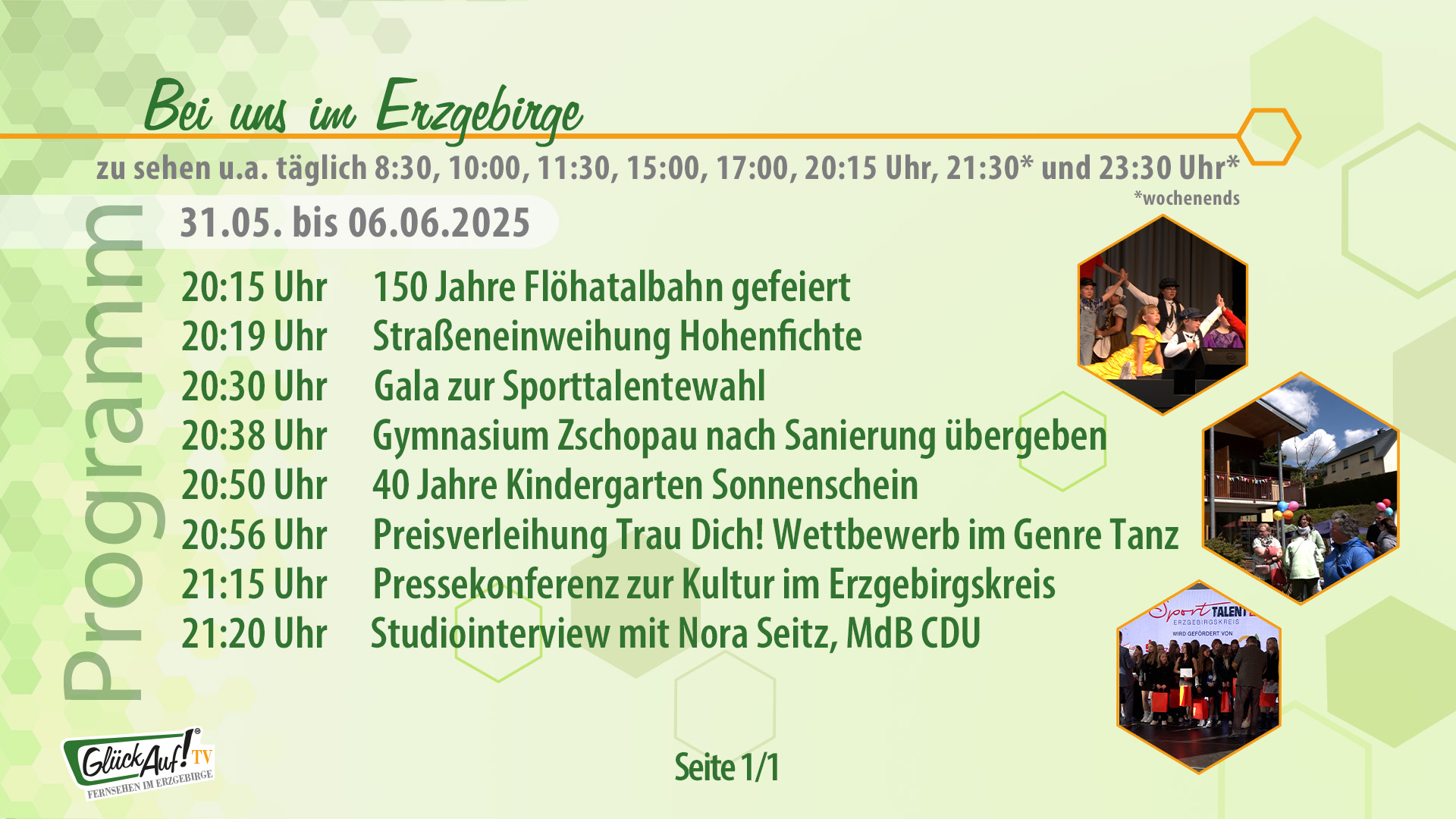 Bei uns im Erzgebirge für die Woche vom 31.05. bis 06.06.2025 Bei uns im Erzgebirge für die Woche vom 31.05. bis 06.06.2025